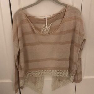 Free People Striped and Lace Sweater